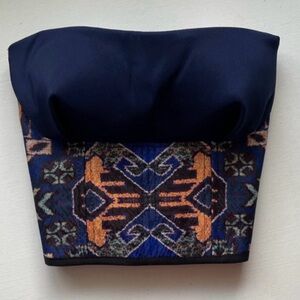 Sapphire Radiance Crop - Corset Vintage Tapestry Handmade